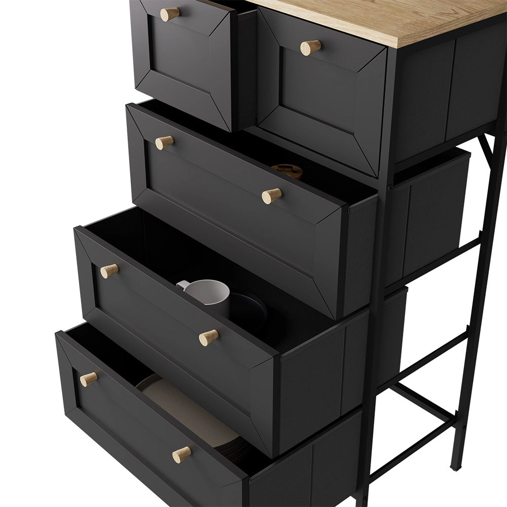Vicco Cassettiera Nero 56 x 95 cm con 5 cassetti