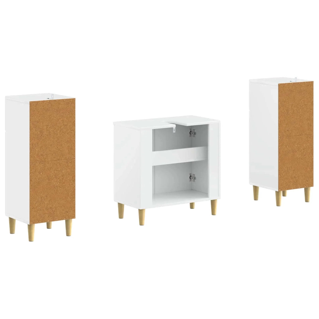 Set di Armadi da Bagno da 2 Pezzi DELFT Bianco Lucido 3418030