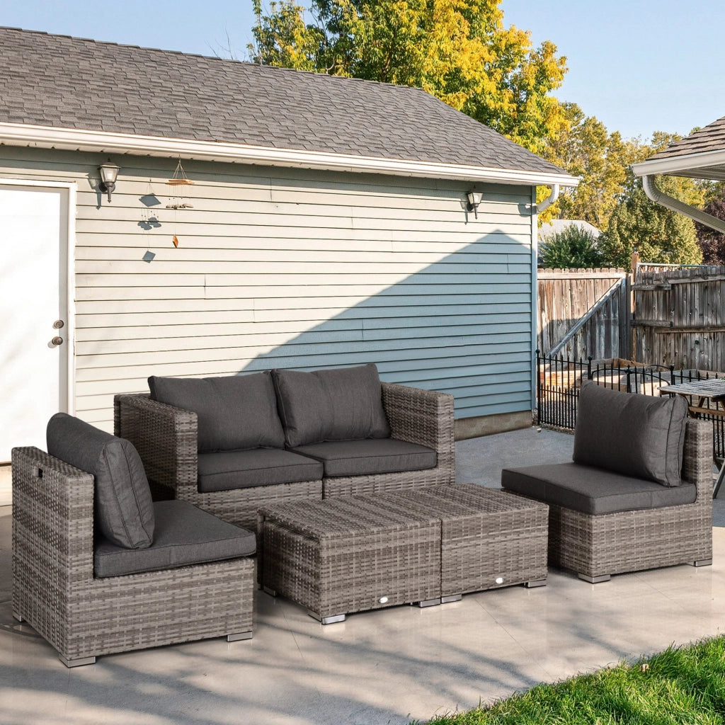 Set da Giardino 8 Pezzi in Rattan ¨C zephmum ¨C Grigio