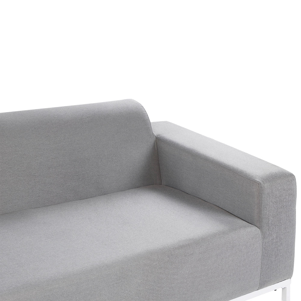 Divano da giardino in tessuto grigio e gambe in alluminio bianco mobili da esterno per interni resistente alle intemperie