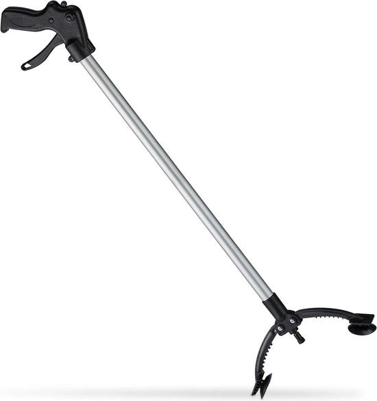 Manubrio per raccogliere rifiuti 88 cm per anziani in alluminio e plastica nero argento Manubrio
