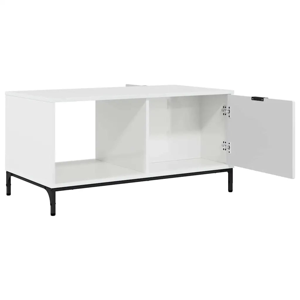 Tavolino da Salotto-Tavolino da soggiorno-Tavolo Bianco lucido 90 x 49 x 46 cm