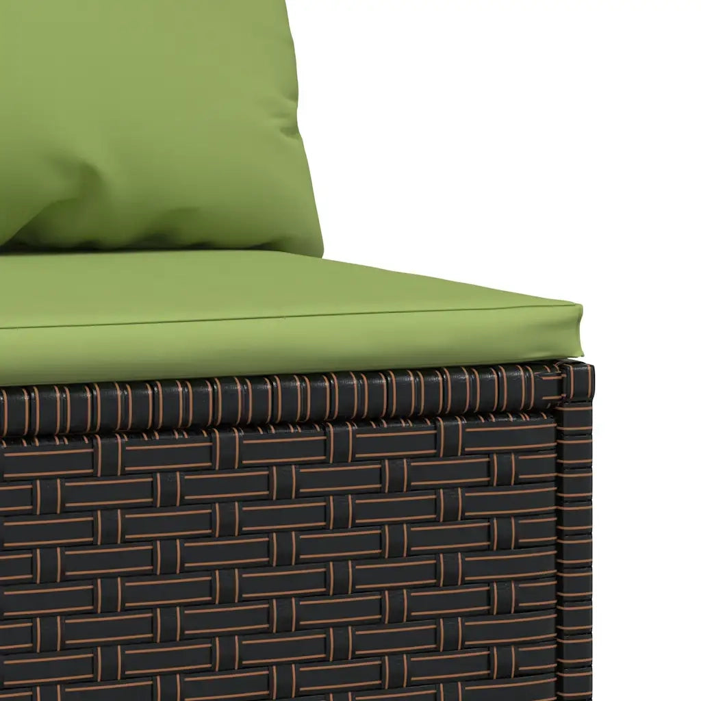 Divani Centrali da Giardino con Cuscini 2pz Polyrattan Marrone 319834
