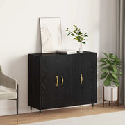 Credenza Rovere Nero 90 x 34 x 80 cm Legno multistrato 879581