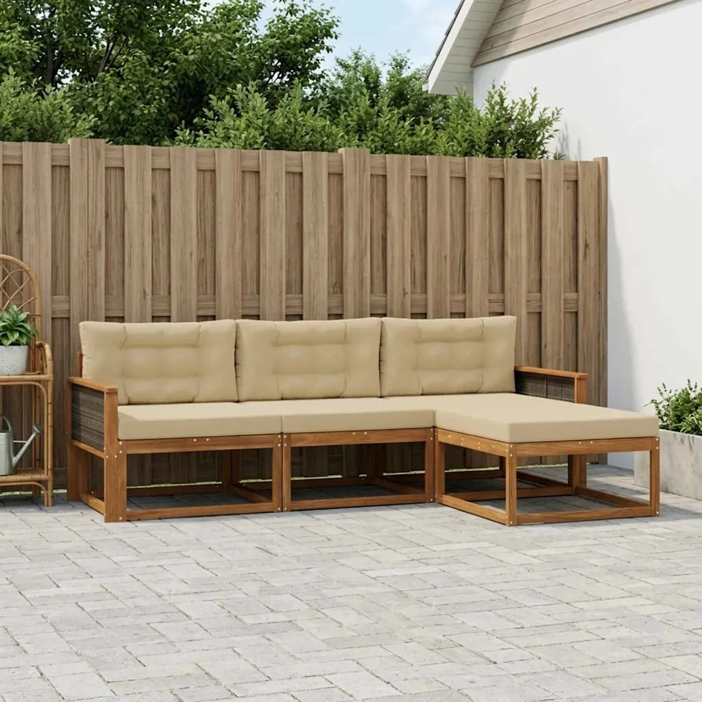 Set di divani da esterno con cuscino 4 pcs Naturale e Beige 3382461