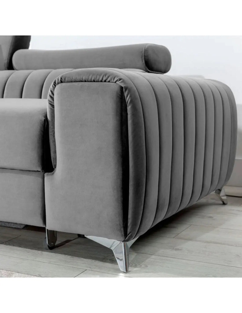Divano angolare sinistro Grigio convertibile 3 posti JAYSON con contenitore