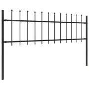 Recinzione da Giardino | Recinzione da cortile con Punta a Lancia in Acciaio 892,5x60 cm Nero