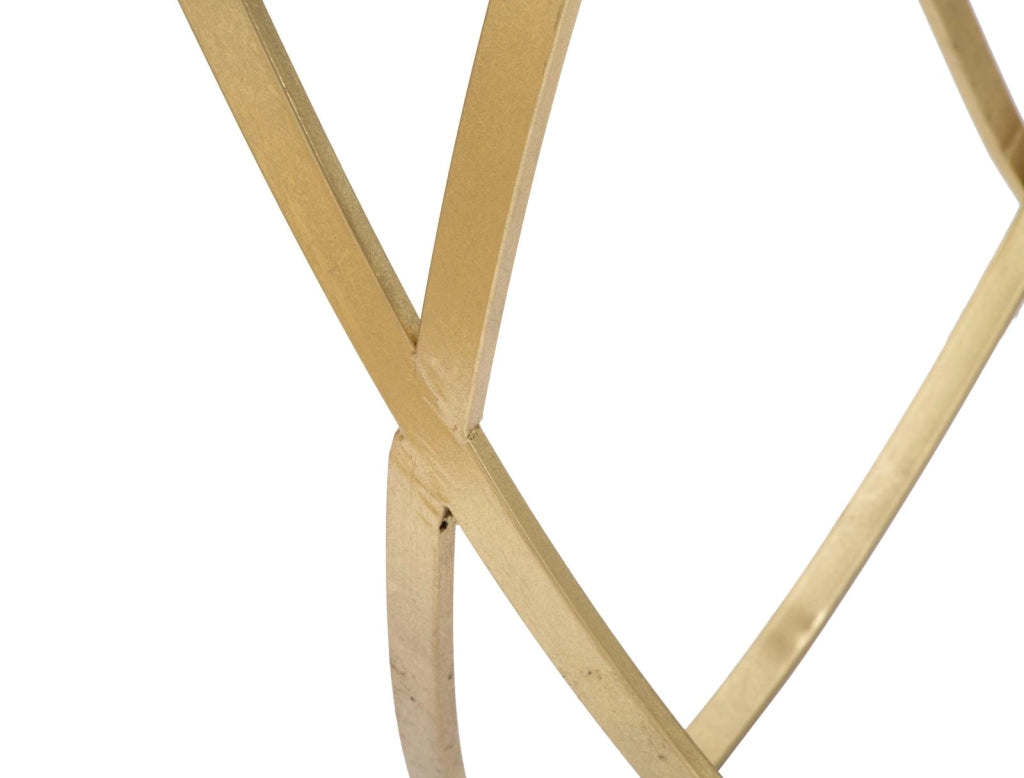 Console Ring 120x40x79 cm in Ferro MDF e Specchio Nero e Oro