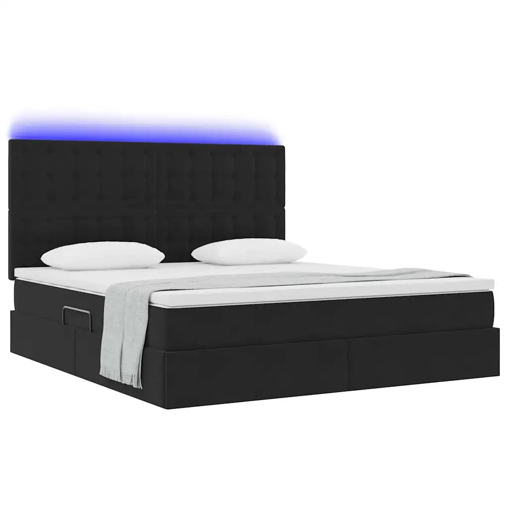 Letto con contenitore e LED con led Nero 160 x 200 cm Velluto 3372797