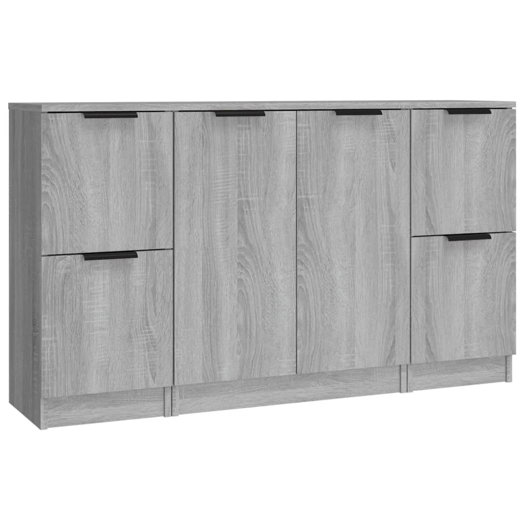 Buffet credenza cassettiera armadio mobile contenitore organizer per cucina soggiorno salotto 3 pezzi legno ingegnerizzato Sonoma grigio 02_0037194