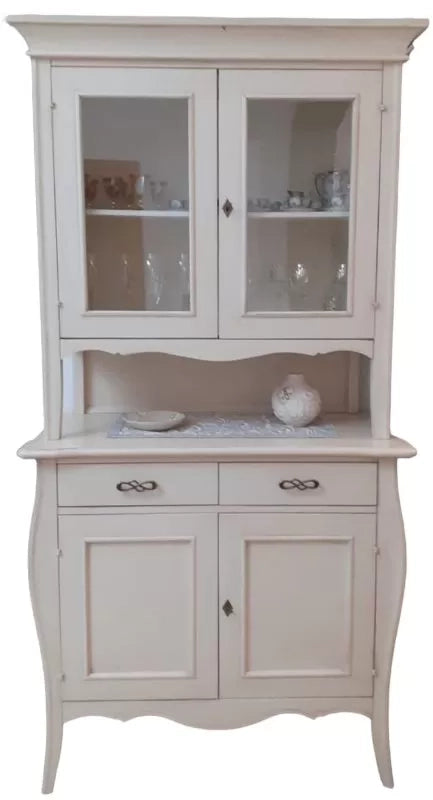 Cristalliera 2 porte classica legno bianco shabby 105x50x209 - Mobili 2G