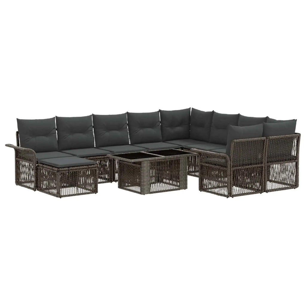 Set Divano da Giardino 11 pz Grigio e Grigio Scuro polyrattan 3436730