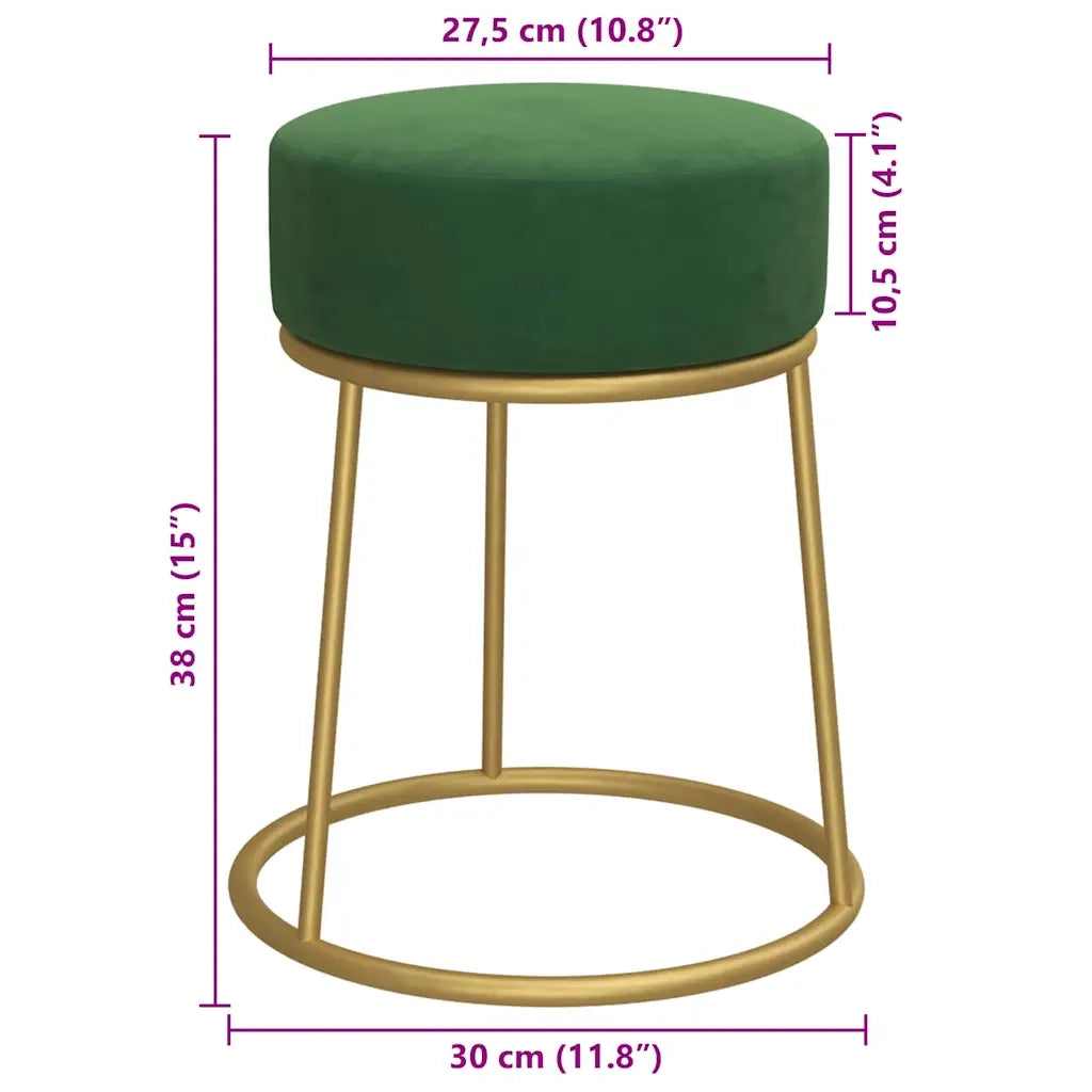 Sgabello Rotondo Verde in Velluto CFW9252542