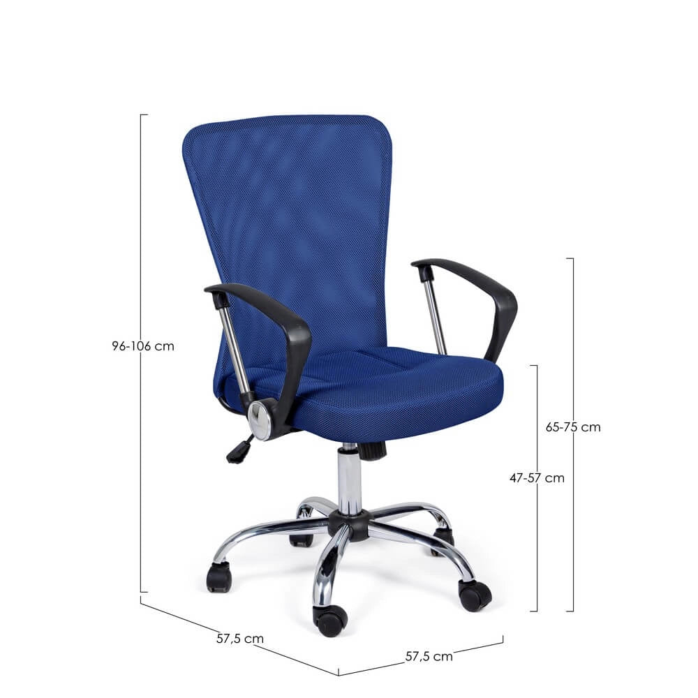 Sedia da Ufficio con Braccioli in Tessuto Rete Blu Regolabile - SERAPHIC