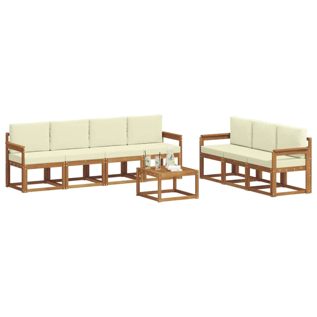 Set di divani da esterno con cuscino 8 pcs Naturale e Crema 3366103
