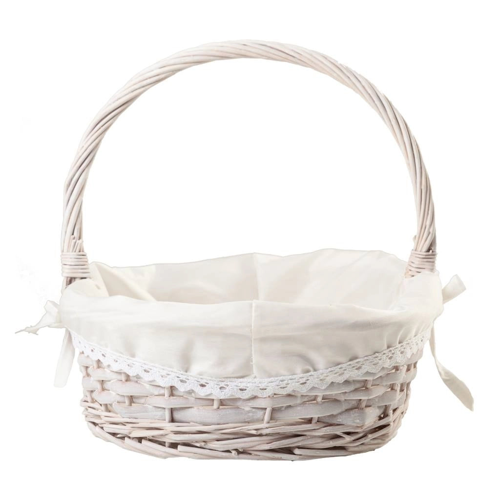 Cestino laccato bianco foderato 50x33x30h