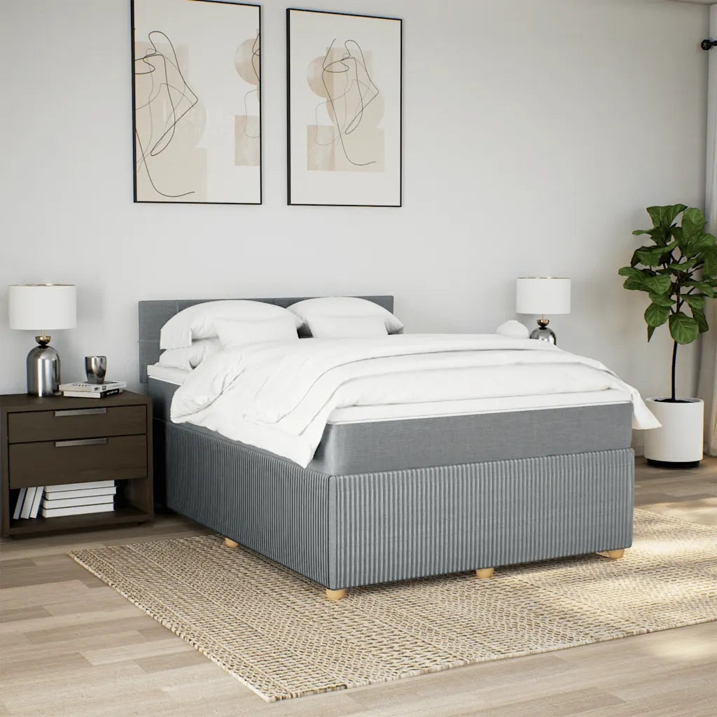Giroletto a Molle con Materasso Grigio Chiaro 140x200cm Tessuto