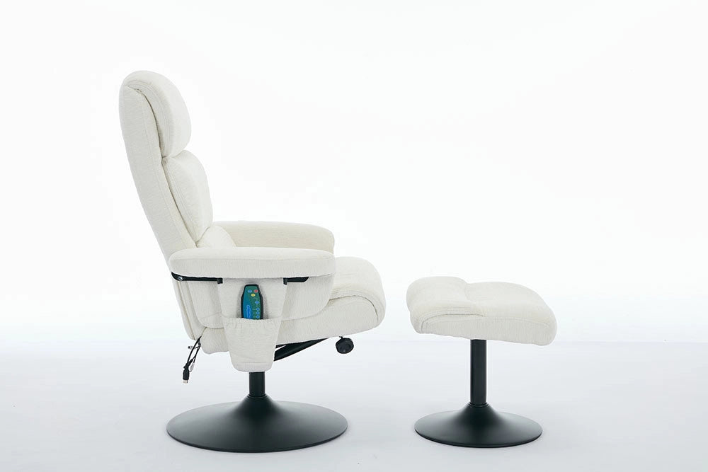 Poltrona massage - Xylo - 5 punti riscaldamento 360° chenille bianco