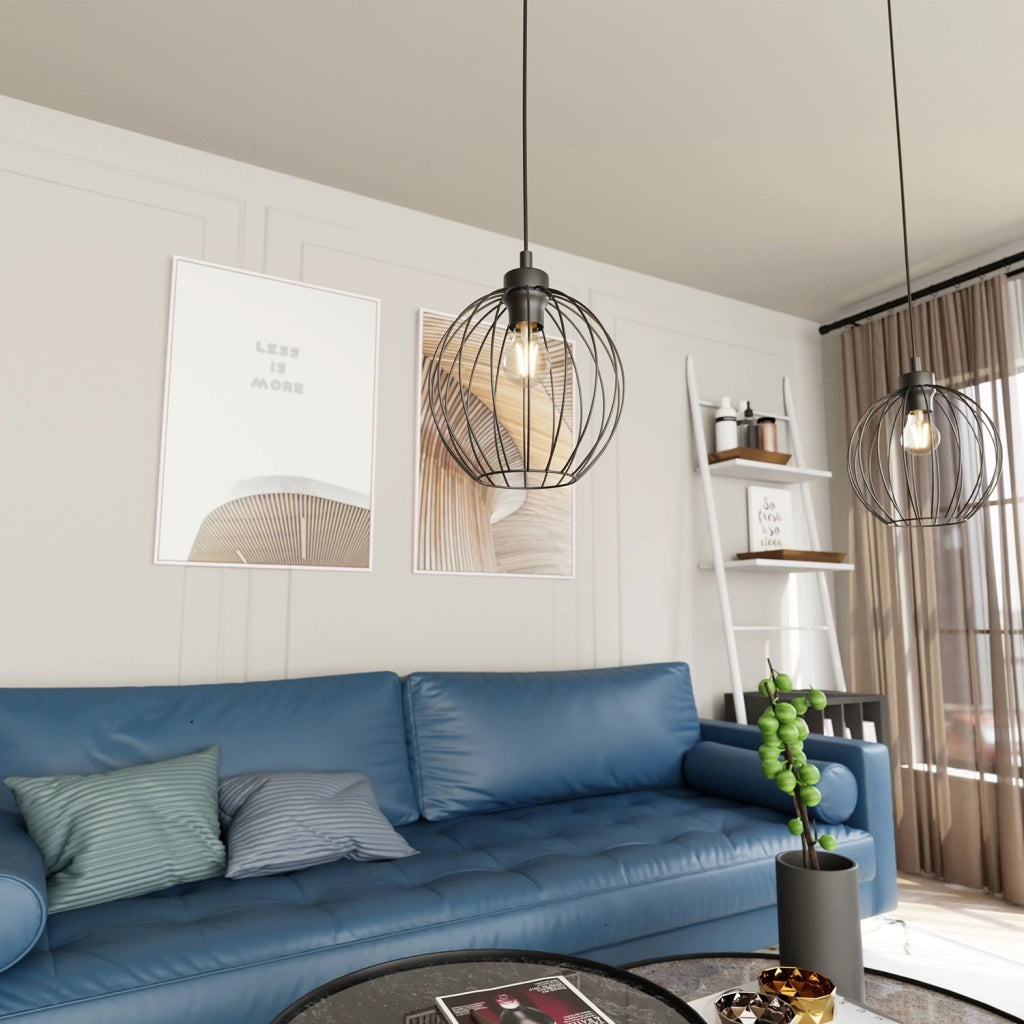Sospensione Minimal Industrial Hathor 1 Luce Nera