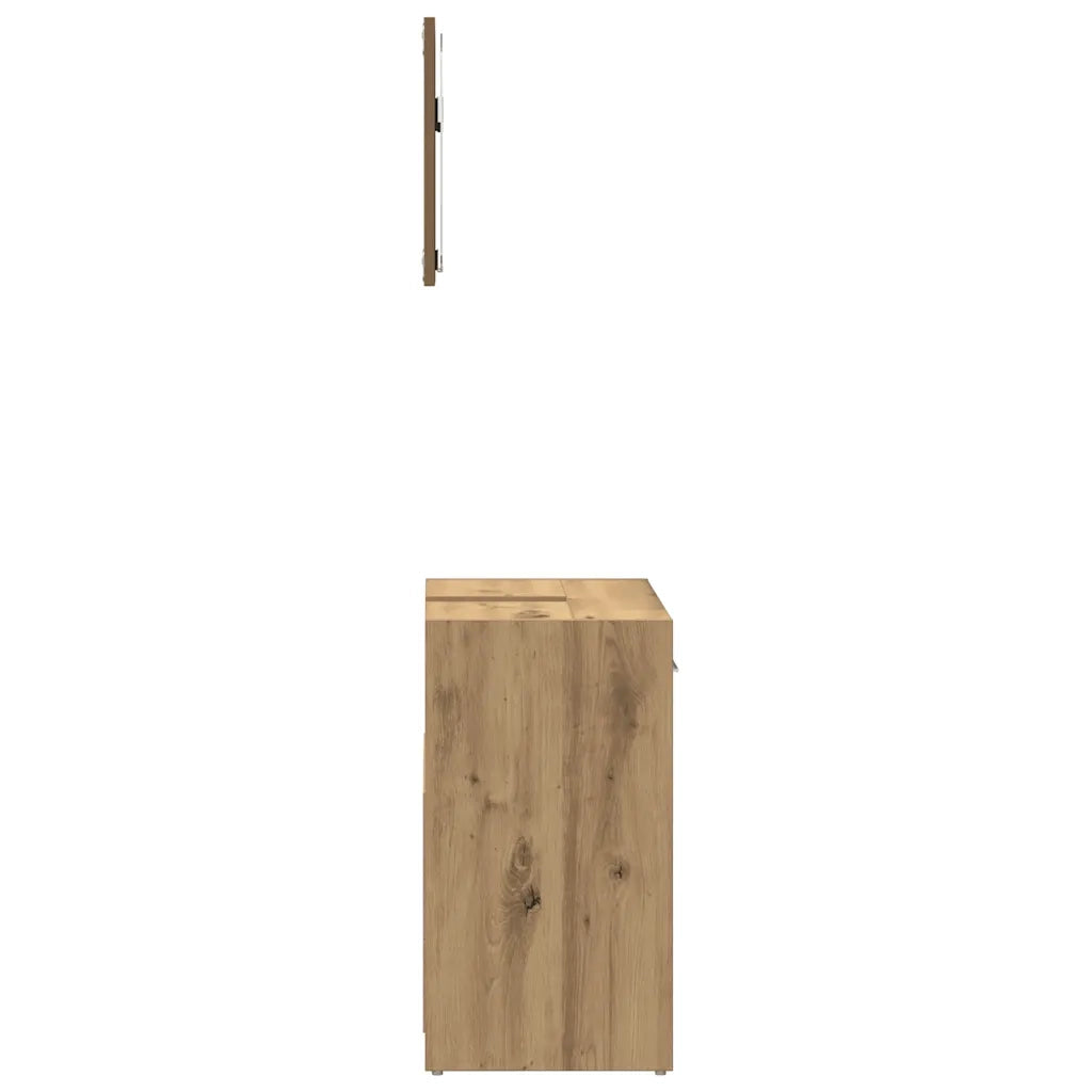 Mobile da Bagno con Specchio Rovere Artigianale Truciolato 856043