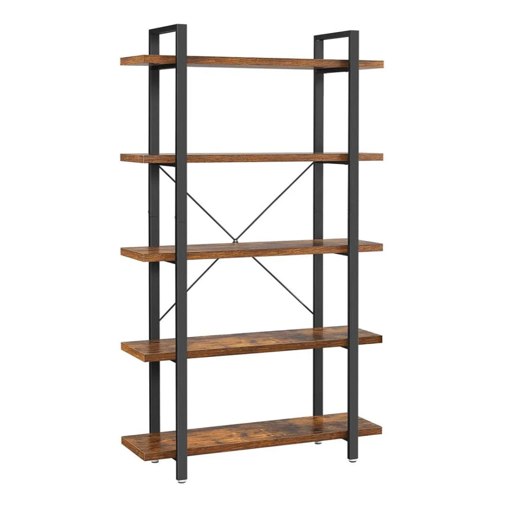 Libreria portaoggetti a 5 ripiani in stile industriale facile da montare per soggiorno camera da letto ufficio stile vintage 105 x 33,5 x 177,5 cm marrone 12_0004263