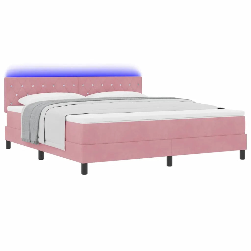 Letto a Sorgente LED con materasso Rosa 180 x 200 cm Velluto 3342607