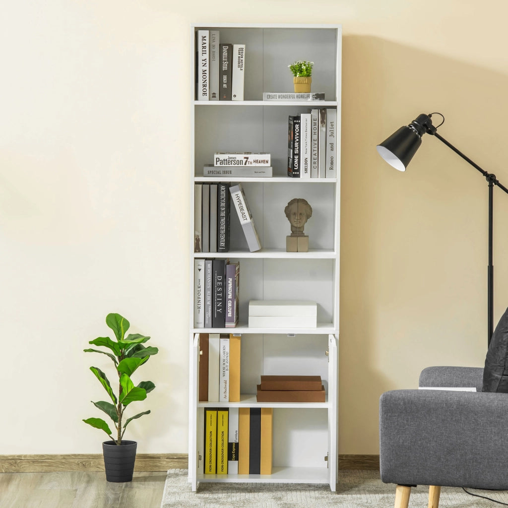 Libreria con Armadietto 4 Ripiani ¨C Minimal ¨C Legno Bianca 59x29x180