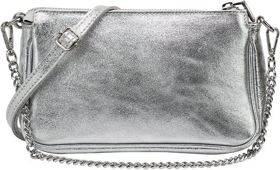 Borsa a spalla in pelle reale Crossbody tas Portafoglio Piccola tas Tas da sera 23x13cm Jennie G323 (Argento)