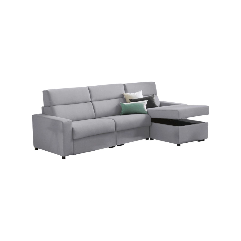 Vigonovo, Divano Fisso con Penisola Sfoderabile Made in Italy, 280x160 cm Grigio