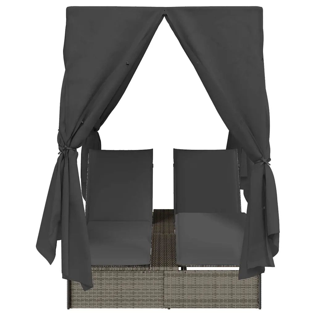 Lettino da sole doppio Grigio 205 x 129 x 200 cm polyrattan 3376129