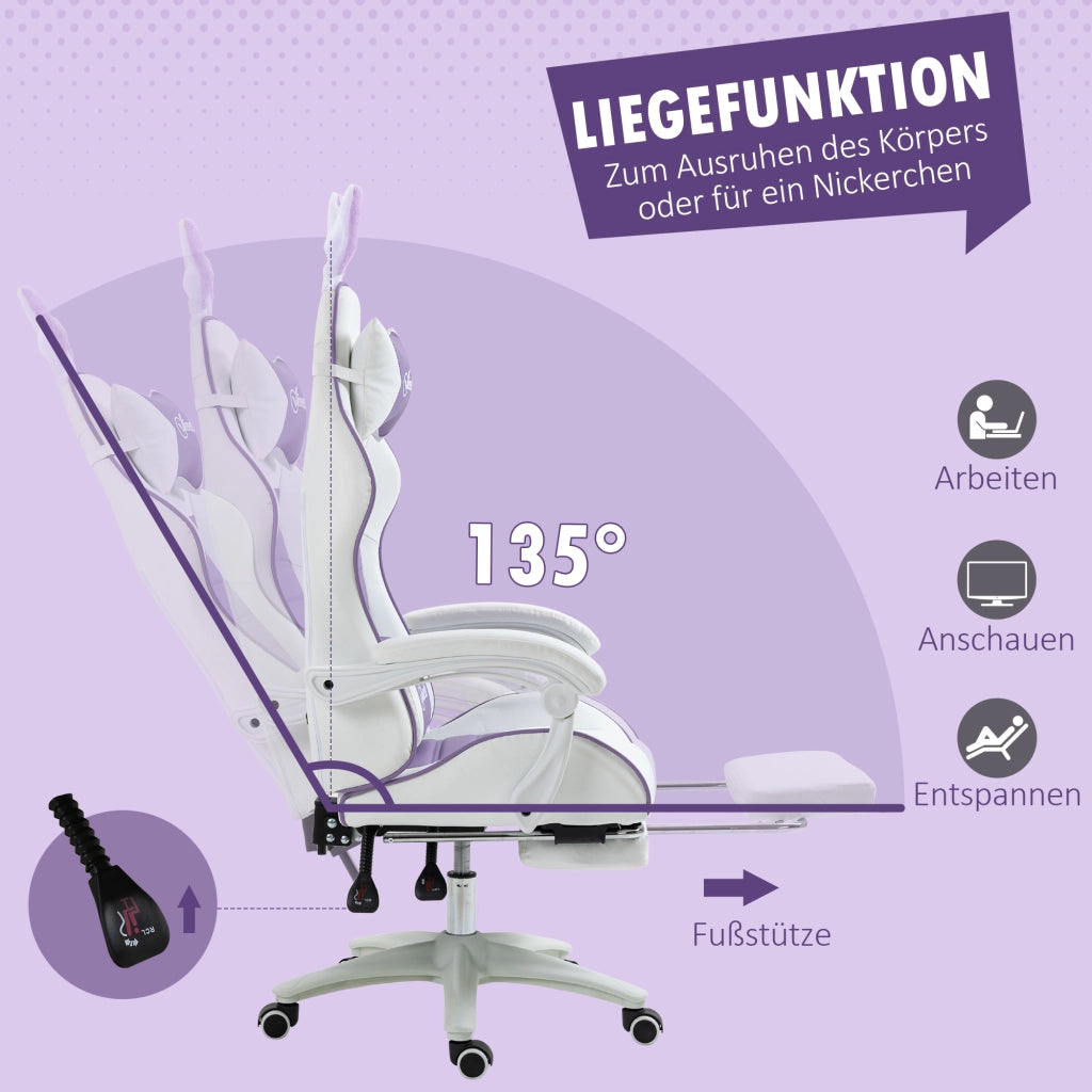 Sedia da Gaming Ergonomica con Lumbar Support e Poggiatesta ¨C Minimal ¨C Viola
