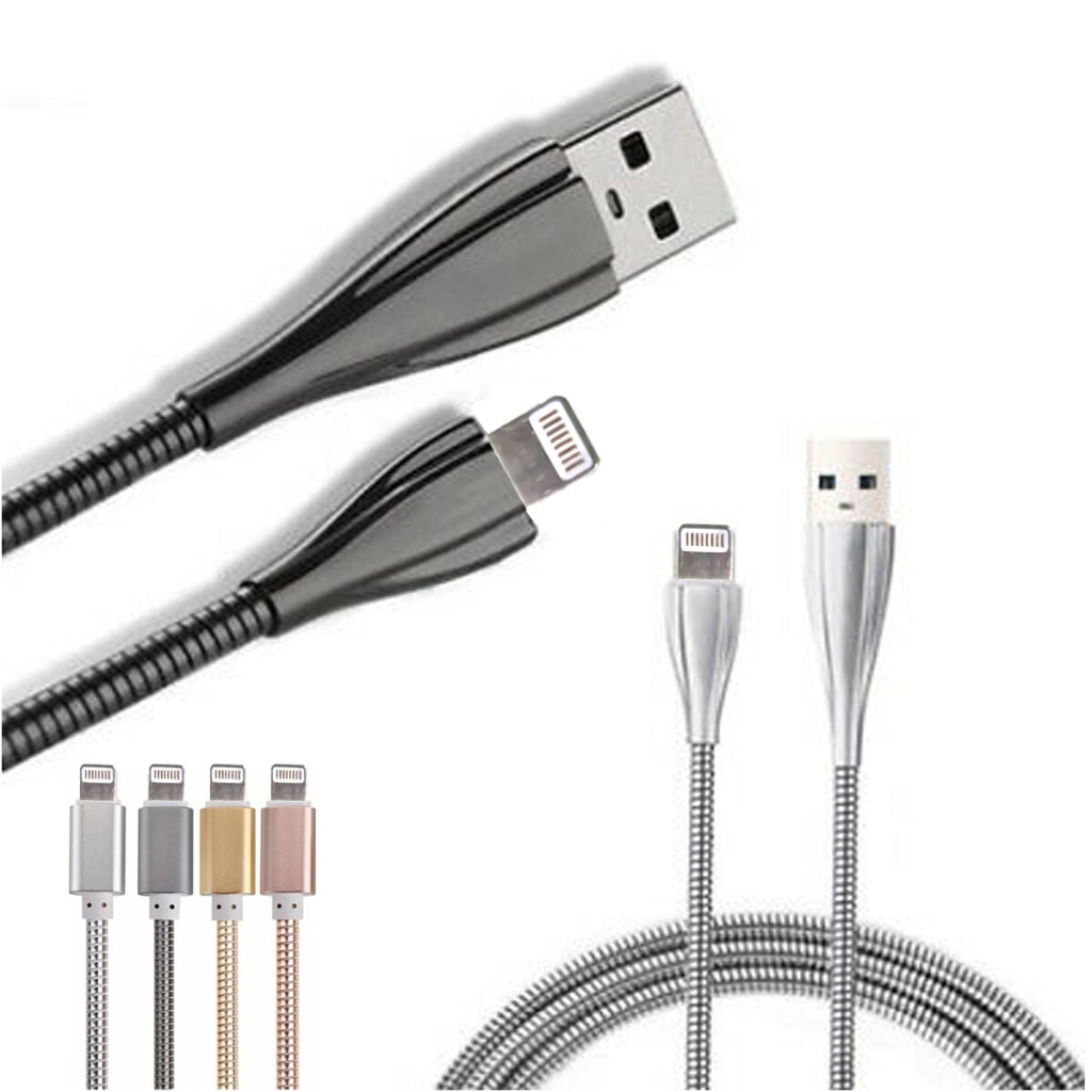 CAVO USB RICARICA TRASFERIMENTO DATI SMARTPHONE COMPATIBILE IPHONE IOS ACCIAIO