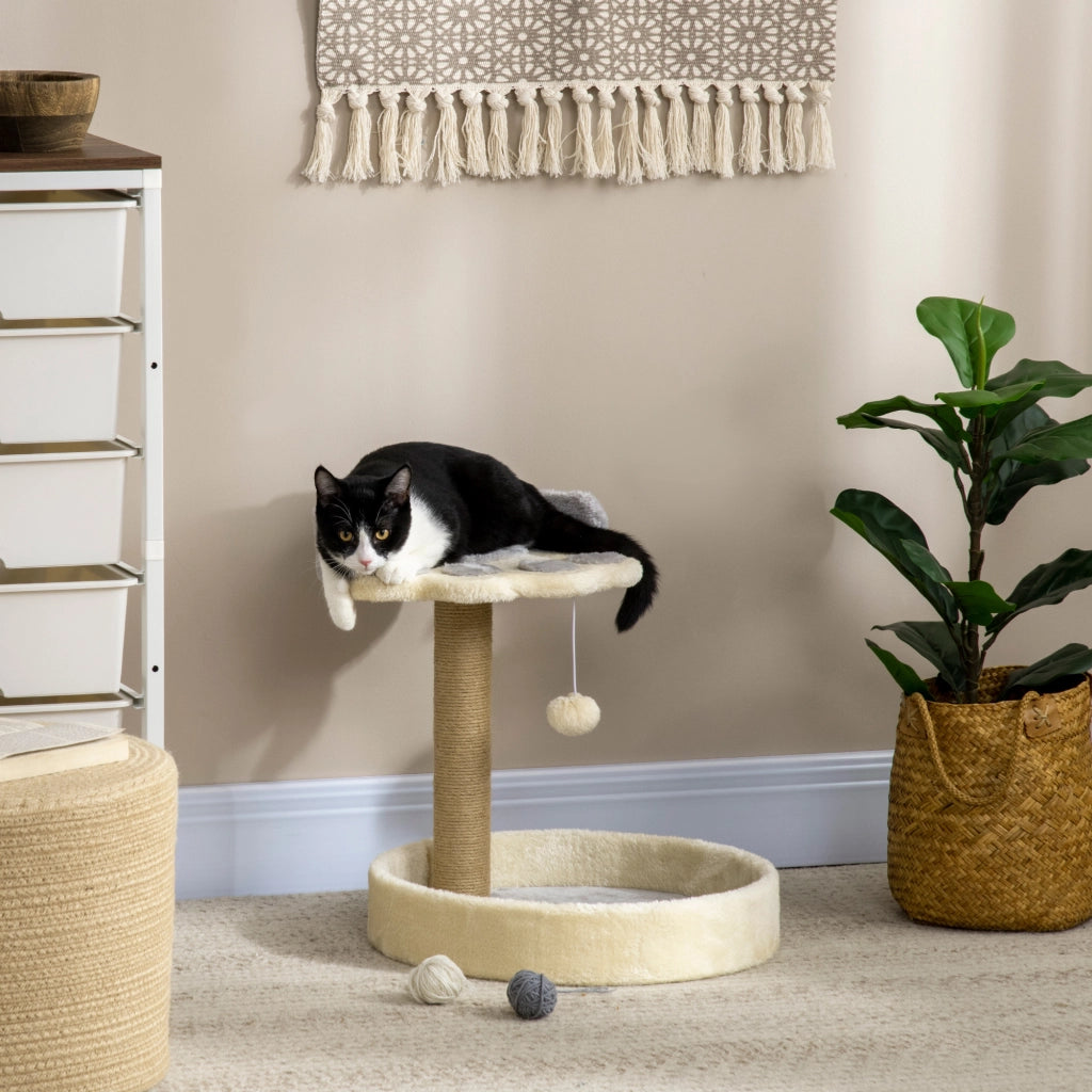 Albero per Gatti Grigio con Piattaforme e Pompon ¨C Minimal ¨C Grigio 44 cm