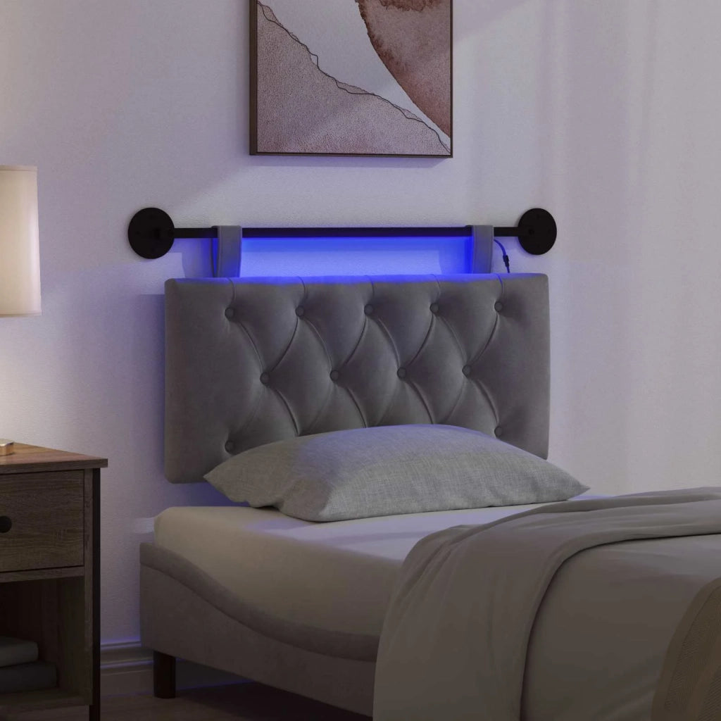 Testiera sospesa Con luce LED Grigio Scuro Velluto 3424526