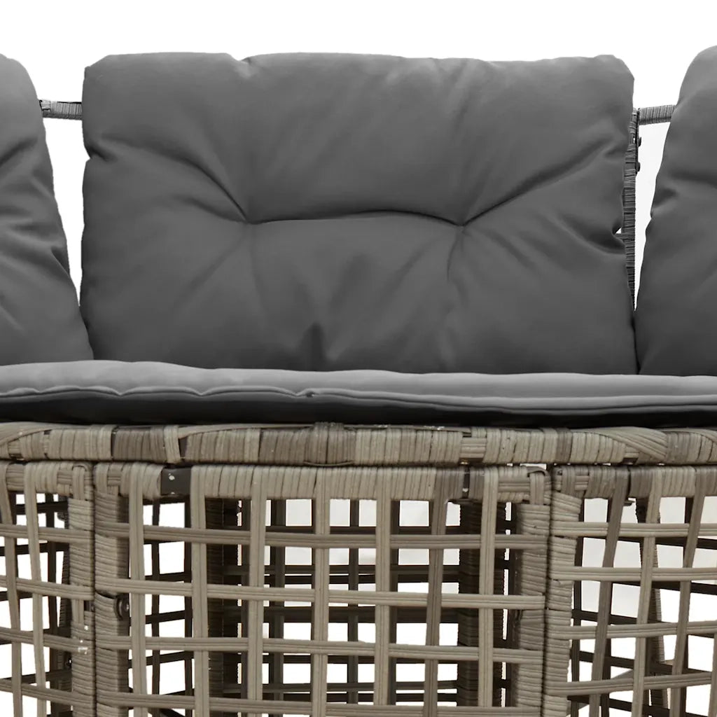 Divano da Giardino a L con Cuscini e Pouf Grigio in Polyrattan 365895