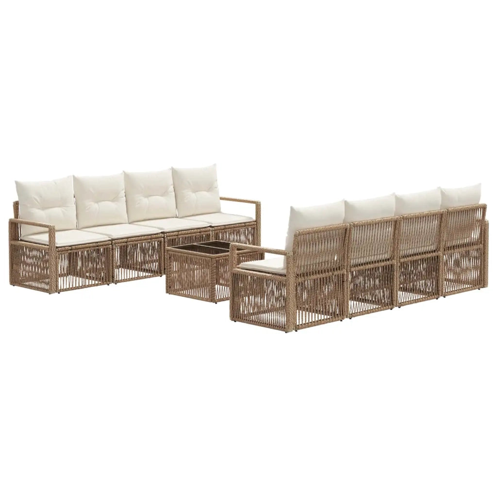 Set Divano da Giardino 9 pz Beige polyrattan 3435657