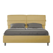 Letto matrimoniale con rete imbottito 160x200 microfibra ocra Nandy