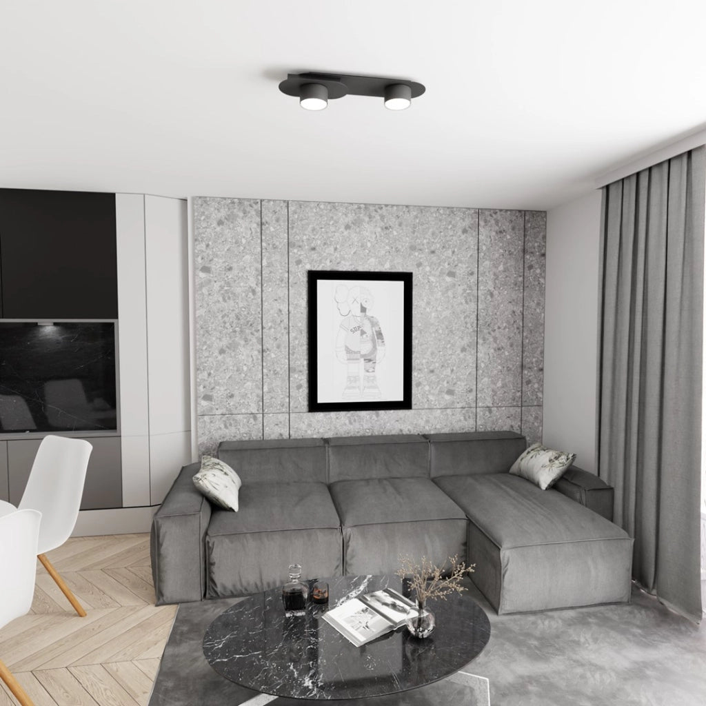 Plafoniera minimal nera metallo 2xGX53 12W STILO Emibig