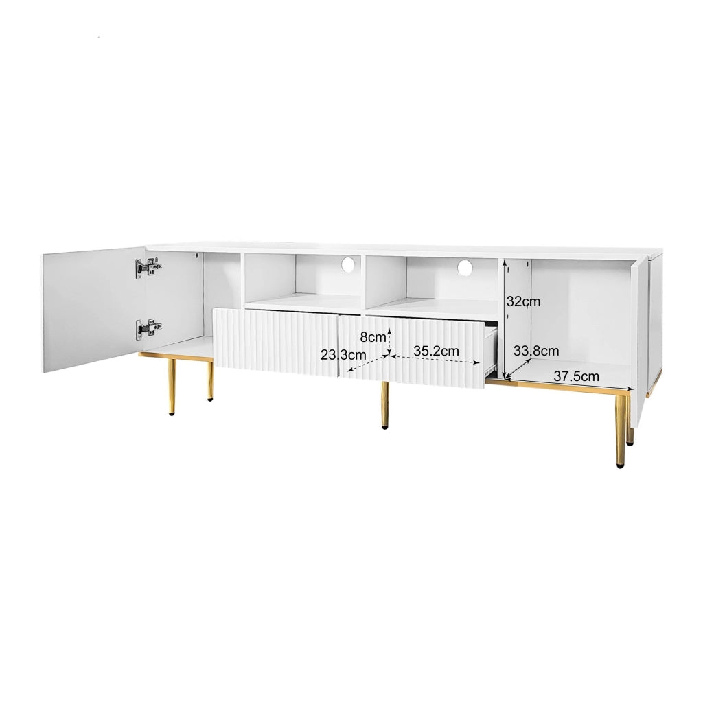Cassettiera per TV bianca in truciolato lunghezza 165 cm