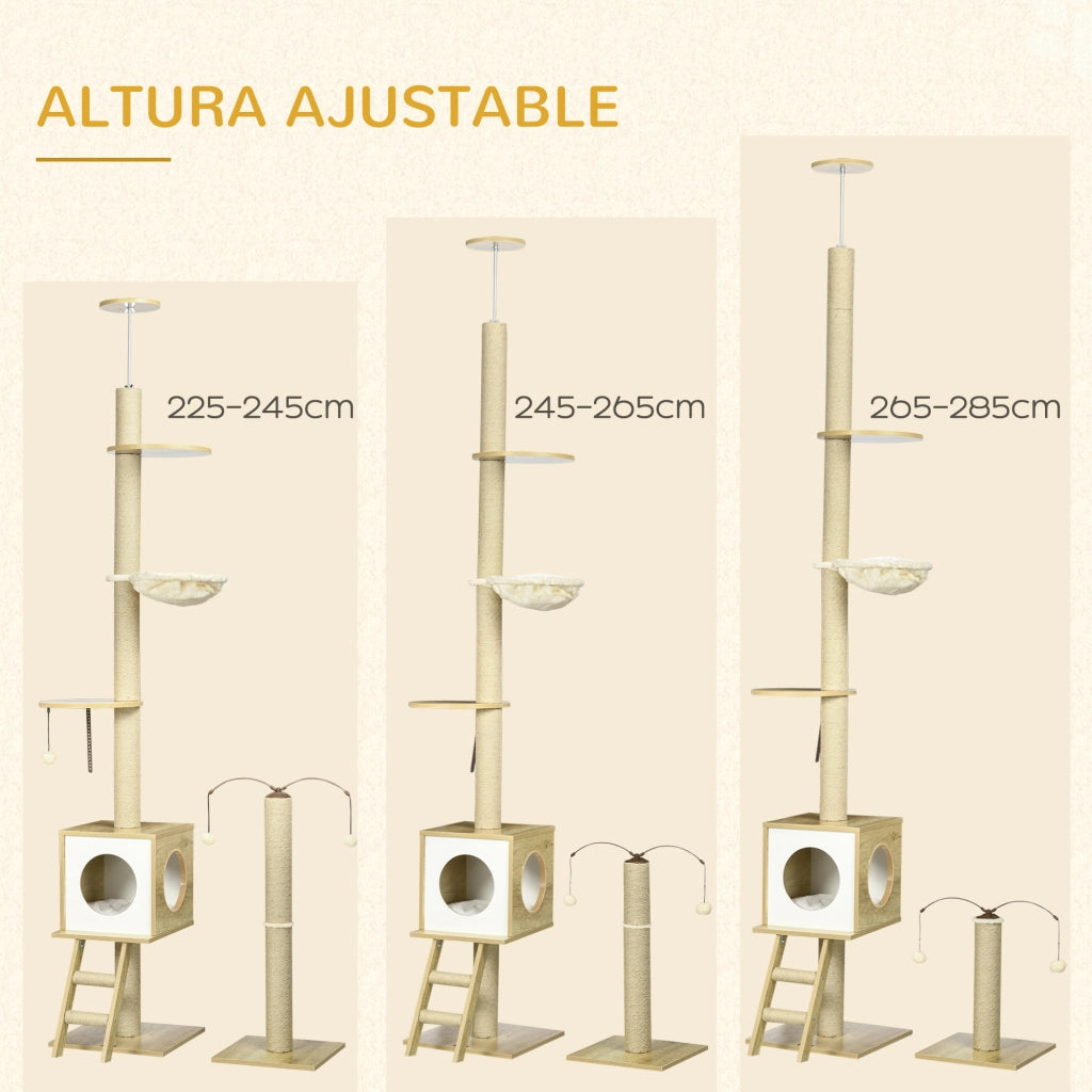 Albero per Gatti ¨C Minimal ¨C Beige 40x40x225-285 cm