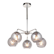 Lampadario DIMPLE Endon cromato 5 luci E14 vetro fumo
