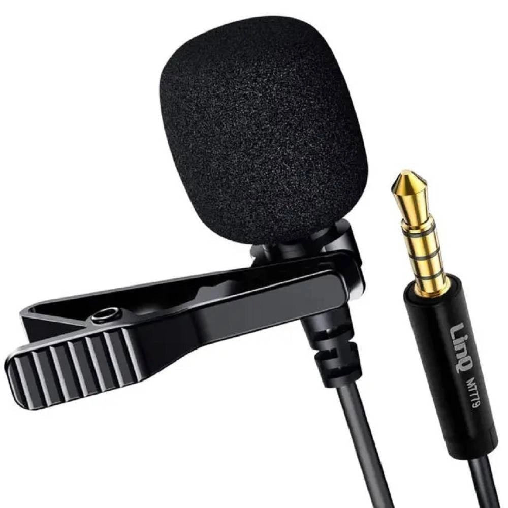Trade Shop - Microfono Lavalier Con Clip Colletto Bavero 360° Smartphone Jack Da 3,5mm M7779 -