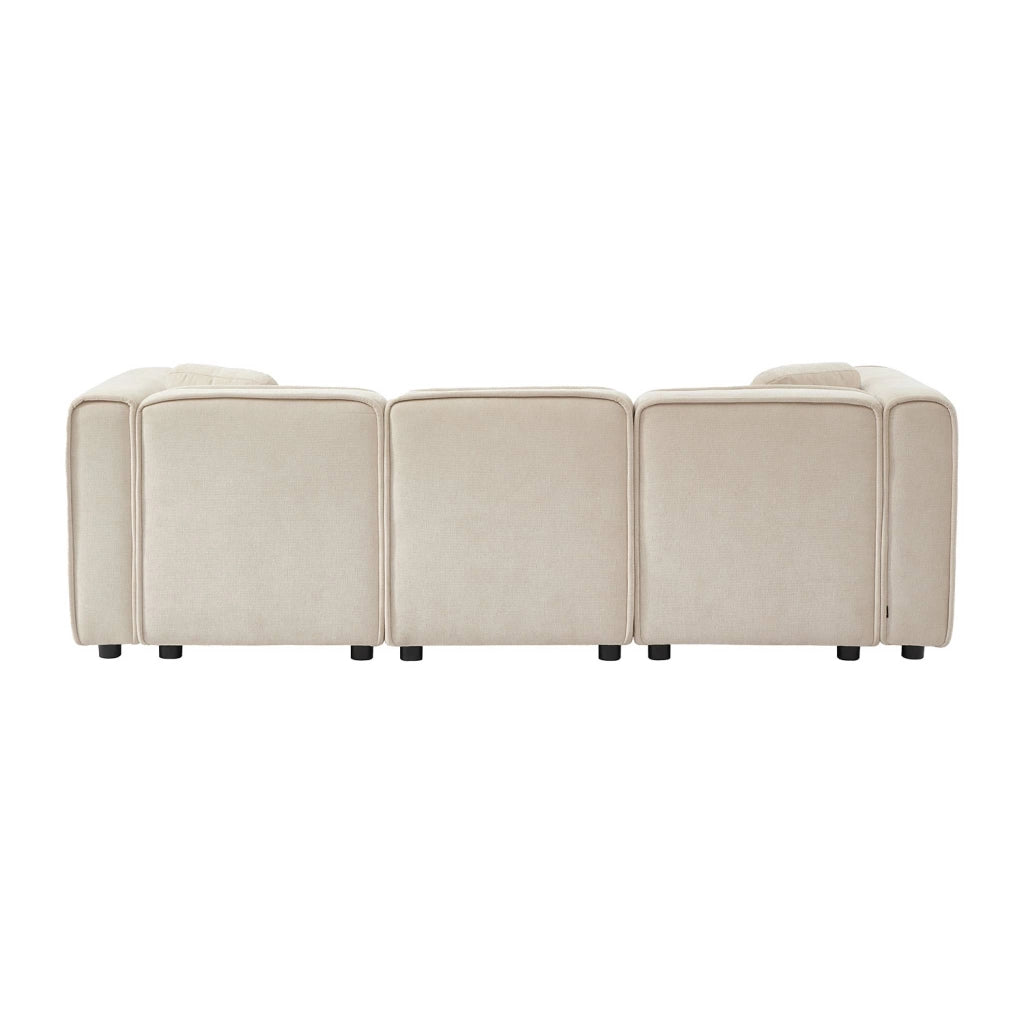 Divano angolare sinistro in tessuto, 3 posti, beige
