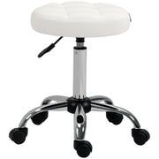 Sgabello girevole con ruote regolabile in altezza 48-63 cm ¨C Xylo ¨C bianco, rivestimento pelle PU ?35,5 cm