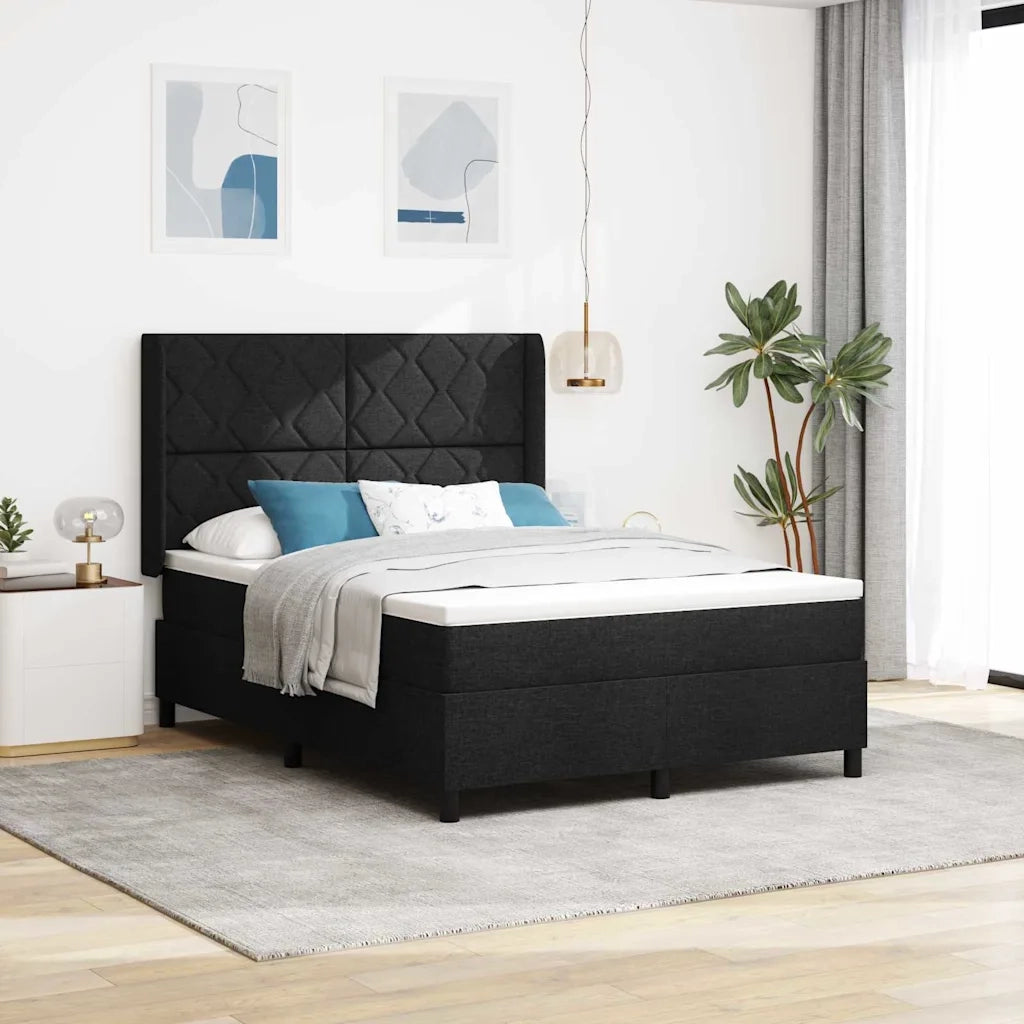Letto a molle con materasso Nero 200 x 160 cm Tessuto 3341716