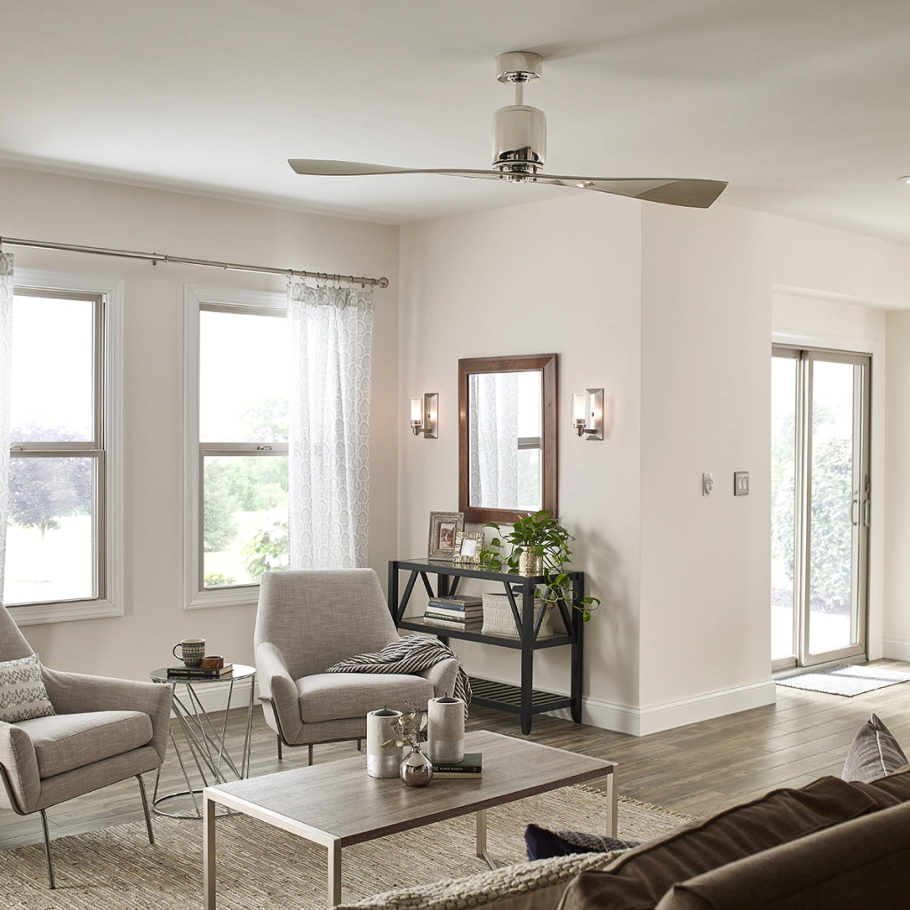 Kichler Ferron ventilatore soffitto 152cm nichel, telecom.