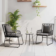 Set da Pranzo per Giardino 3 pcs Nero e antracite polyrattan 42010350