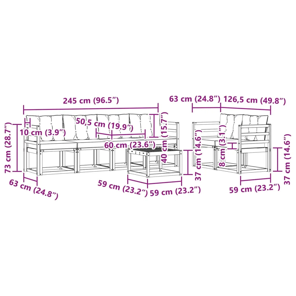 Set di divani da esterno con cuscino 7 pcs 3389226