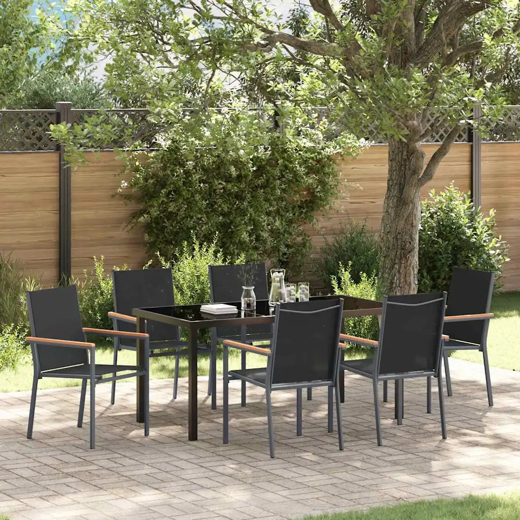 Set da Pranzo per Giardino 7 pcs Nero