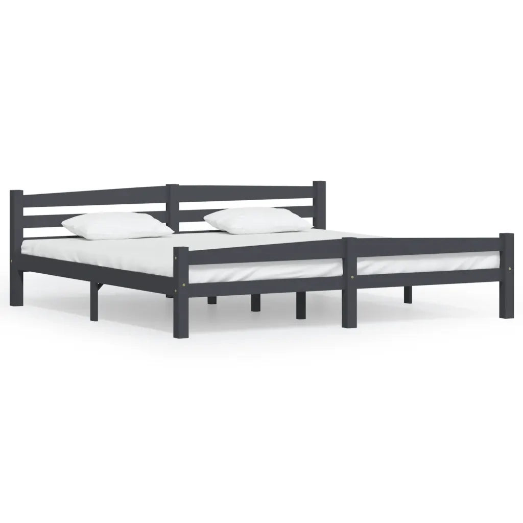 Letto matrimoniale | Letto per adulti | Giroletto senza Materasso Grigio Scuro 200x200 cm Legno Pino